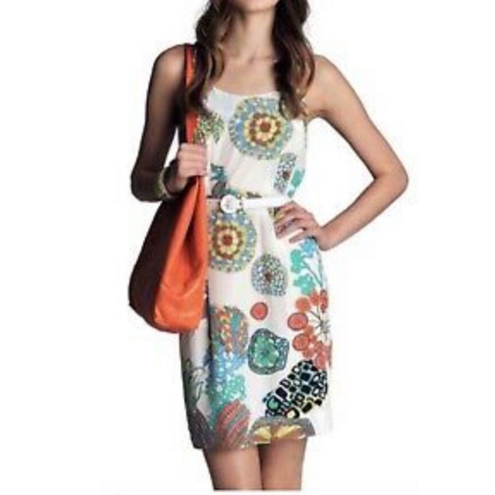 Trina Turk Collection for Banana Republic Silk Dress Colorful Marine Print Sz 6